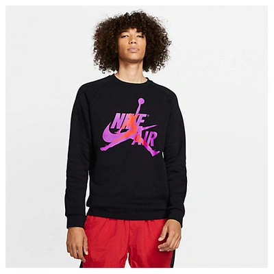 Nike Jordan Men's Mashup Jumpman Classics Fleece Crewneck Sweatshirt In Black