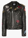 ROCKINS ROCKINS PATCH DETAIL LEATHER BIKER JACKET,RMLJ0314028362