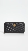 TORY BURCH KIRA CHEVRON ZIP CONTINENTAL WALLET BLACK,TORYB47859