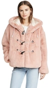 GOLDEN GOOSE HOODED FAUX FUR JACKET