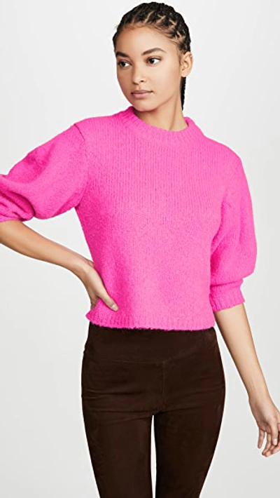 Tibi Cozette Alpaca & Wool Blend Crop Sweater In Pink