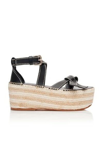 Loewe Women's Gate Leather Espadrille Platform Sandals In Black,brown