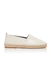 Loewe White Logo Embossed Leather Espadrilles