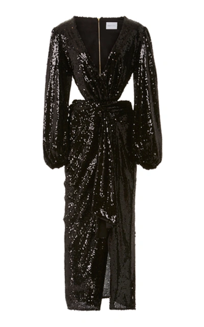 Alice Mccall Electric Orchid Sequined-chiffon Gown In Black