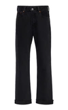 Re/done High-rise Stovepipe Raw-edge Cropped Jeans In Black