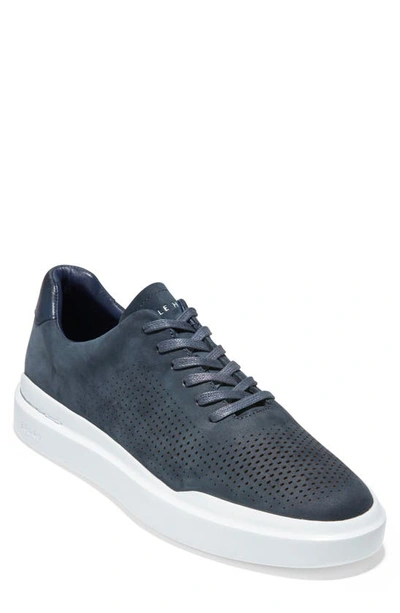 Cole Haan Men's Grandpro Rally Laser Cut Perforated Trainers In Navy Ink Nubuck