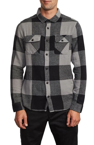 Rvca Haywire Button-up Flannel Shirt In Smoke