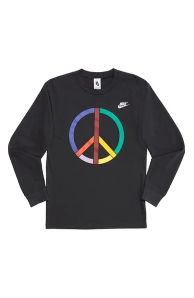 Nike X Olivia Kim Peace Sign Long Sleeve Tee In Black