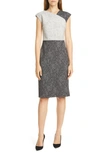 HUGO BOSS DECHESTA TWEED COLORBLOCK SHEATH DRESS,5042147996000