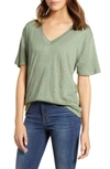 Splendid V-neck Slub Jersey Tee In Spirng Green