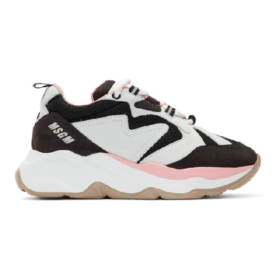 Msgm Black &amp; Pink Womens Sneakers In Black,white