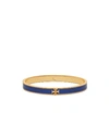 Tory Burch Kira Enameled Slim Bracelet In Tory Gold/nautical Blue