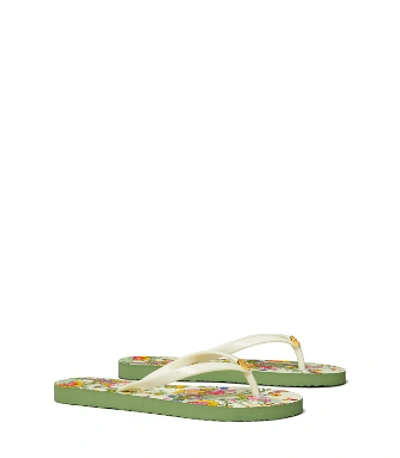 Tory Burch Ladies New Ivory/new Ivory Promised Land Printed Thin Flip-flops