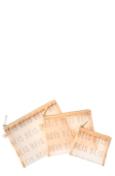 Beis The Mesh Pouch Trio In Beige | ModeSens
