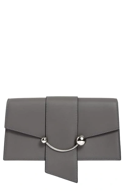 Strathberry Mini Crescent Leather Clutch In Slate