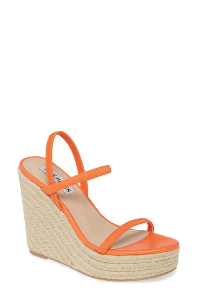 Steve Madden Skylight Wedge Sandal In Red-orange