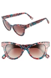 Lele Sadoughi Uptown 47mm Cat Eye Sunglasses In Flamingo Pink/ Smokey Brown