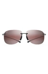 Maui Jim Hikina 62mm Polarized Round Sunglasses In Maui Rose/ Gloss Black