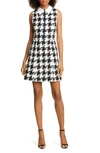 ALICE AND OLIVIA ELLIS HOUNDSTOOTH ZIP FRONT SLEEVELESS DRESS,CC910O21511