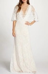 TADASHI SHOJI CAPELET LACE WEDDING DRESS,BNM20021LBR