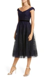 MARCHESA NOTTE OFF THE SHOULDER TULLE COCKTAIL DRESS,N35M1081