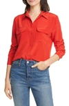 Equipment Slim Signature Silk Button-down Shirt In Aura Orange