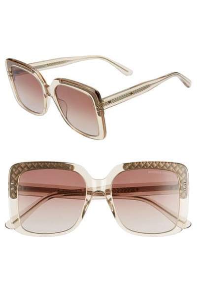 Bottega Veneta 54mm Square Lens Sunglasses - Pink/ Red