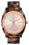 Nixon Women's Time Teller Tortoise Bracelet Watch 40mm In Pink Tortoise