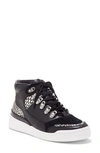 Vince Camuto Samphy High Top Lace-up Sneaker In Black/ Natural Leather