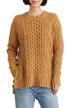 Alex Mill Button Side Aran Wool Blend Sweater In Honey Mustard