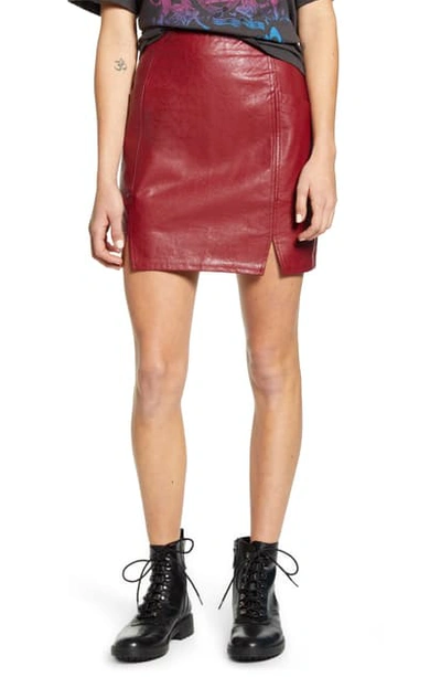 Minkpink Elise Faux Leather Miniskirt In Burgundy