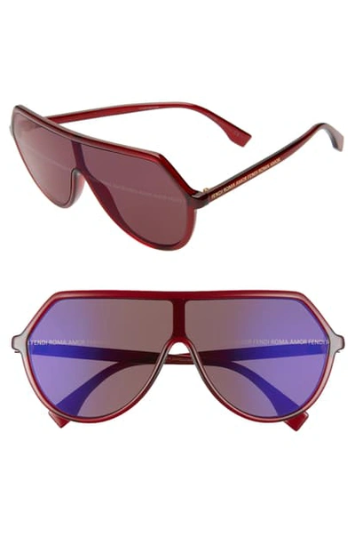 Fendi 135mm Shield Sunglasses In Red/ Violet Dc