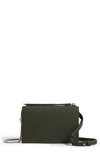 Allsaints Fetch Large Leather Chain Wallet Crossbody In Khaki Green/silver