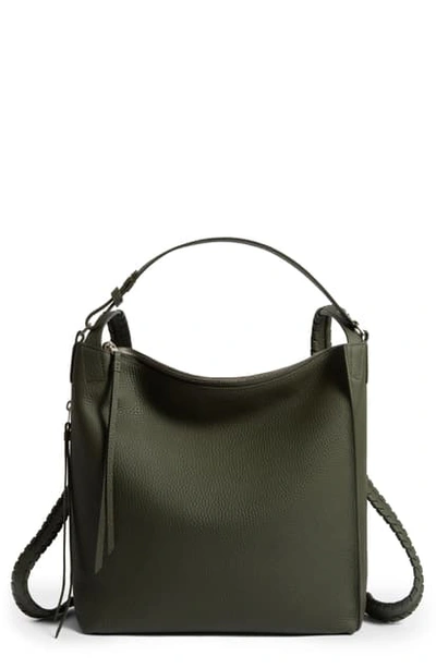 Allsaints Small Kita Convertible Leather Backpack In Khaki Green