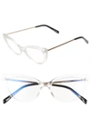 Quay Lustworthy 55mm Blue Light Blocking Cat Eye Glasses In Clear/ Clear Blue Light