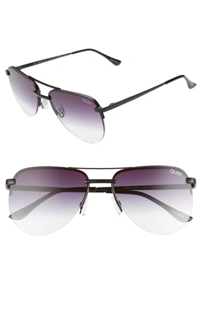 Quay Women's The Playa Mini Brow Bar Aviator Sunglasses, 60mm In Black/ Fade