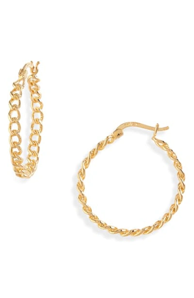 Argento Vivo Large Curb Chain Hoop Earrings In Gold