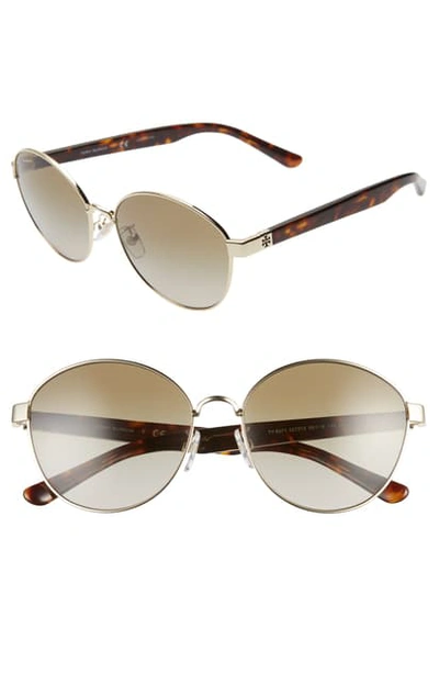 Tory Burch 56mm Gradient Round Sunglasses In Rose Gold/ Gradient