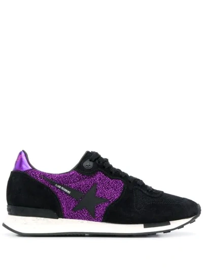 Golden Goose Running Sole Glitter Trainers In Black