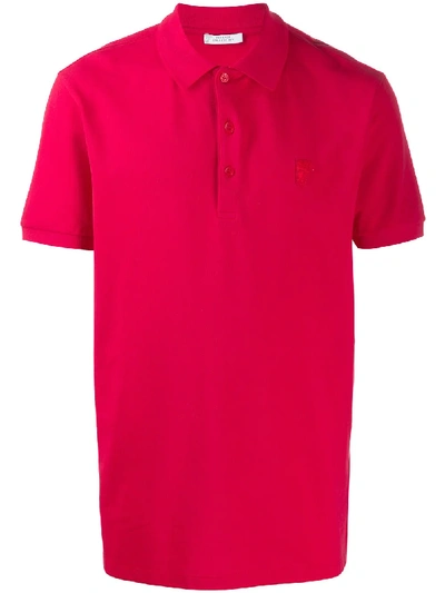 Versace Logo Patch Polo Shirt In Red