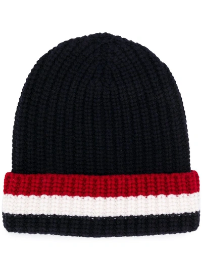 Thom Browne Gestrickte Beanie In Blue