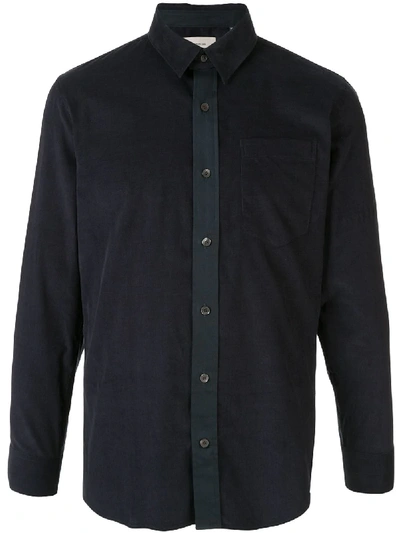 Cerruti 1881 Fitted Contrast Placket Shirt In Blue