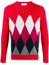 Ballantyne Argyle Knit Jumper In Red