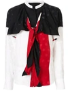 Haider Ackermann Drape Neck Colour Block Blouse In White