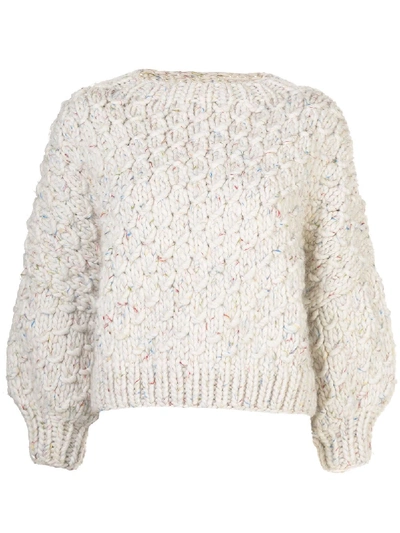 I Love Mr Mittens Chunky Knit Square Neck Sweater In 白色