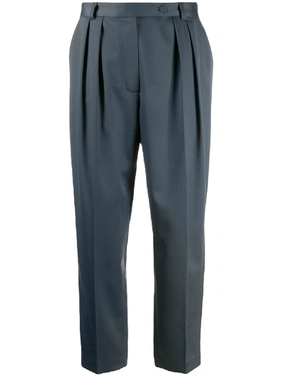 Styland Tailored Cropped Trousers In Blue