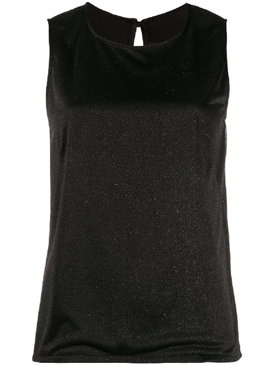 Styland Lurex Sleeveless Blouse In Black