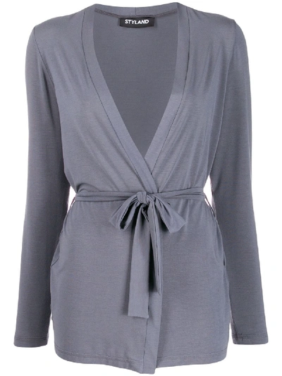 Styland Belted Lightweight Cardigan In Grey