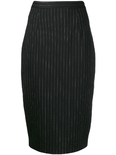 Styland Striped Pencil Skirt In Black