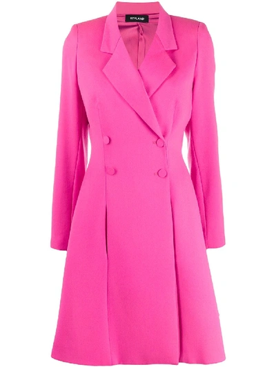 Styland Double-breasted Coat In Pink